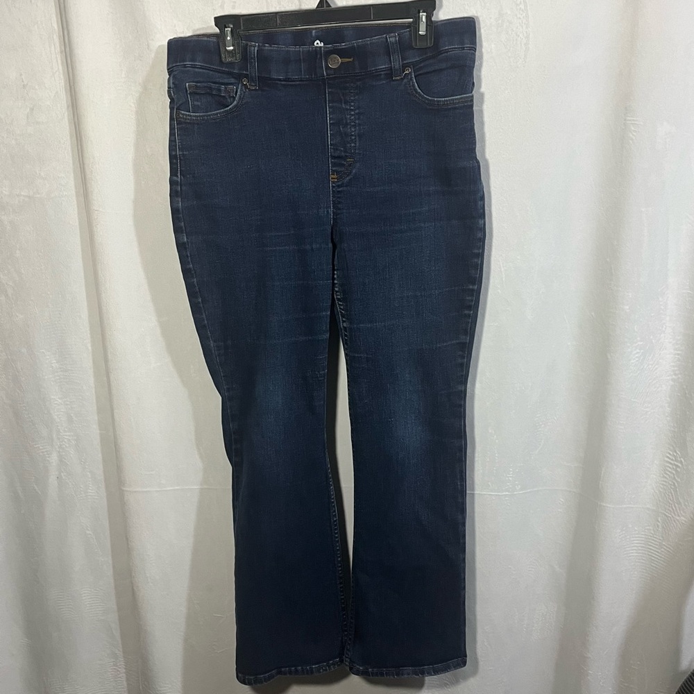 Lee Dark Denim Flare Jeggings High Rise‎ Size 14P